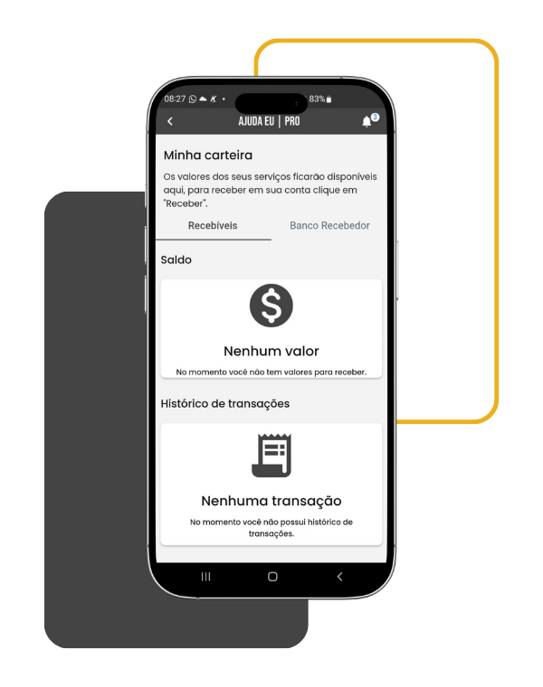 Demonstrativo de tela do app