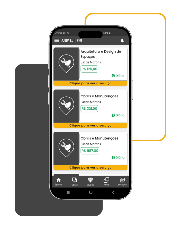 Demonstração da tela do app